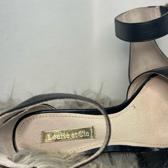 Louise et Cie Leather Open Toe Ankle Strap Heeled Sandals Black - Picture 2 of 5